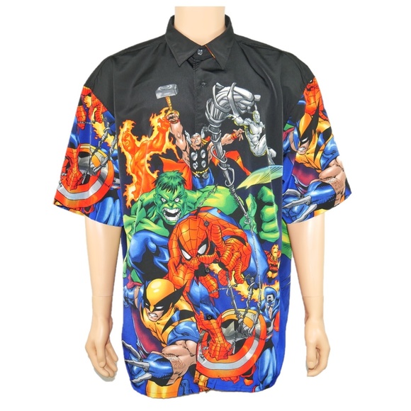 superhero button up shirt
